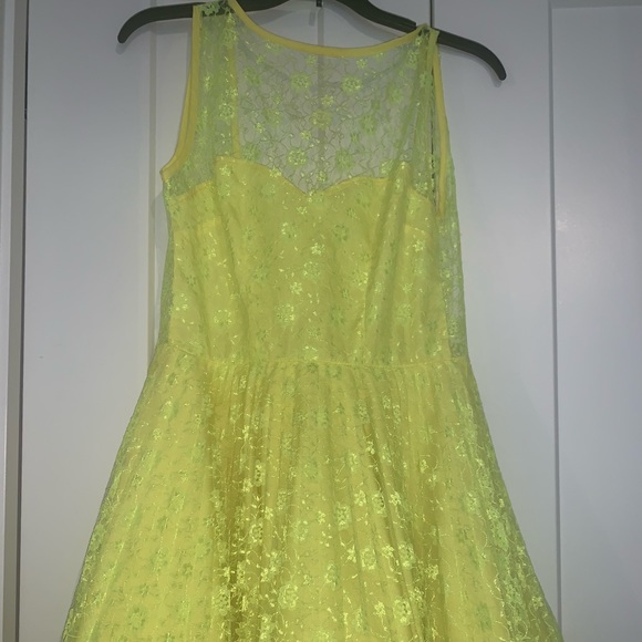 Bright Yellow FIT AND FLARE DRESS UK - Picture 6 of 8